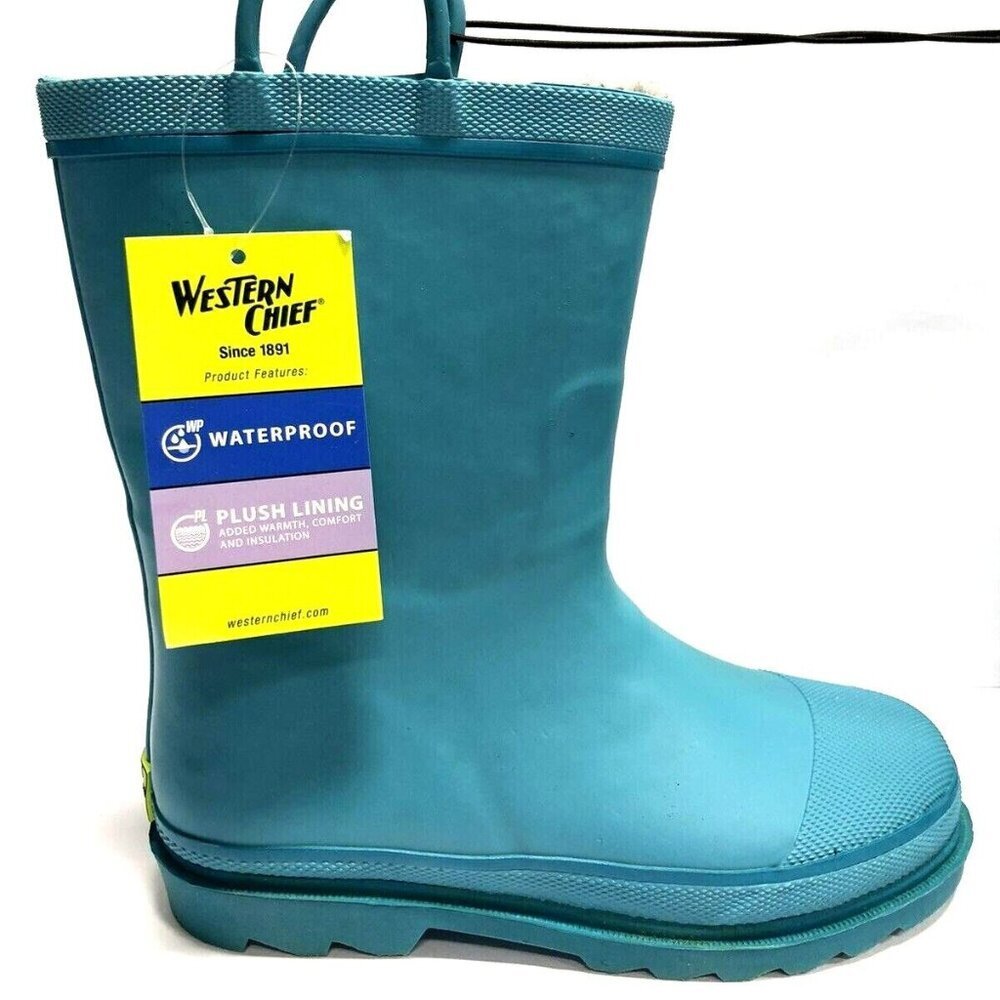 Western Chief Kids’ Waterproof Rain Boots-Blue, Boys’ Size 4M.
